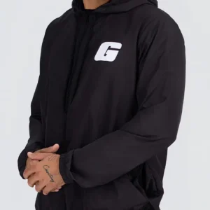 Jaqueta Preta Corta Vento G Branco