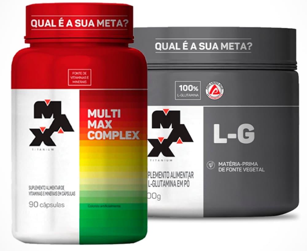 Max Titanium Kit Pro Imunidade – Glutamina 300g + Multi Max 90 cápsulas L-G Glutamina 300g