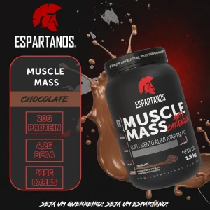 Kit Muscle Mass 1,8kg + BCAA + Creatina + Glutamina + Pré Treino Frutas Vermelhas + Coqueteleira