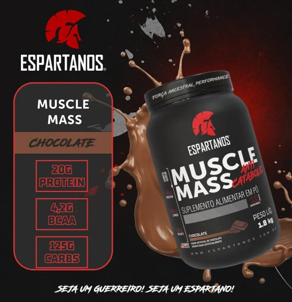 Kit Muscle Mass 1,8kg + BCAA + Creatina + Glutamina + Pré Treino Frutas Vermelhas + Coqueteleira