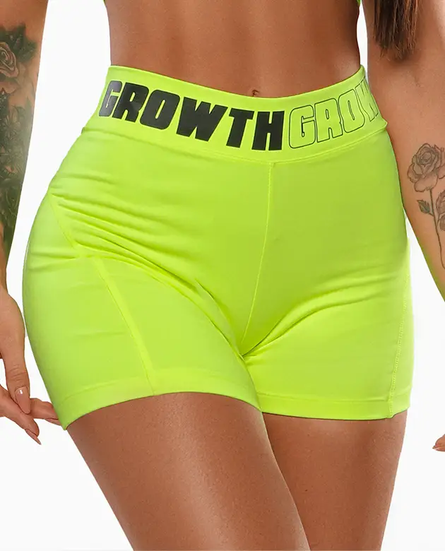 Short Amarelo Neon Ad Recorte Logo Growth