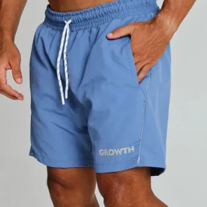 Short Banho Growth Azul Detalhes Cinza