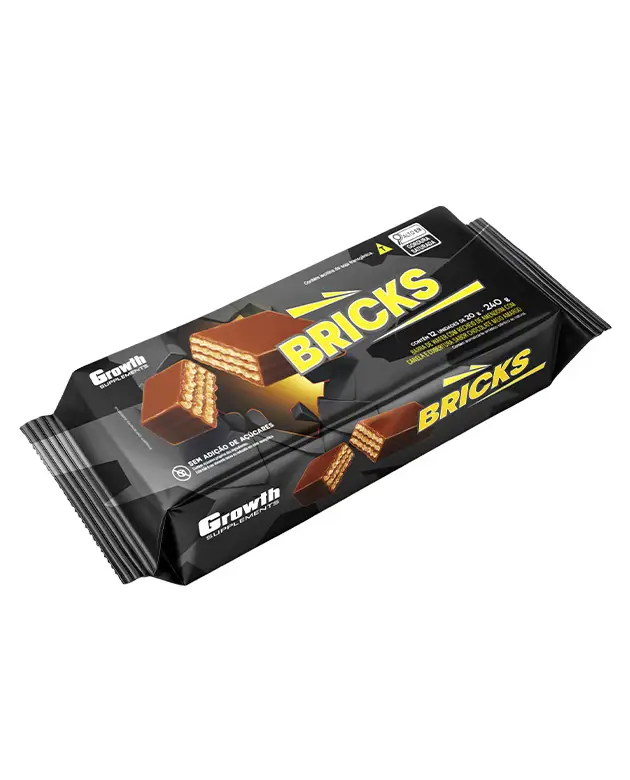 Wafer Bricks Sabor Amendoim Com Canela Com Cobertura Chocolate 12Un 20g